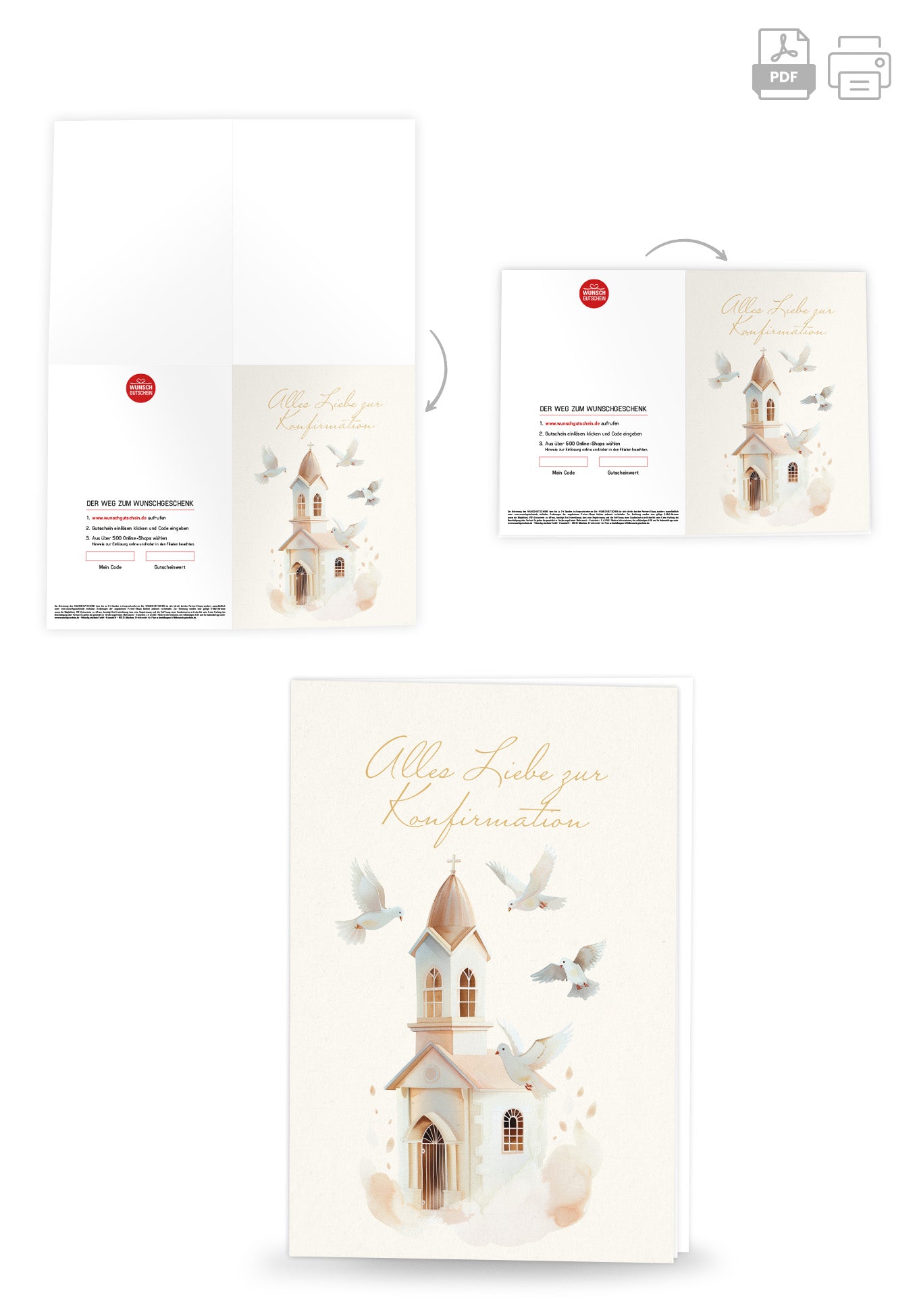 Wunschgutschein Zur Konfirmation - Kirche Beige PDF – Geschenkgutschein Ansicht 4