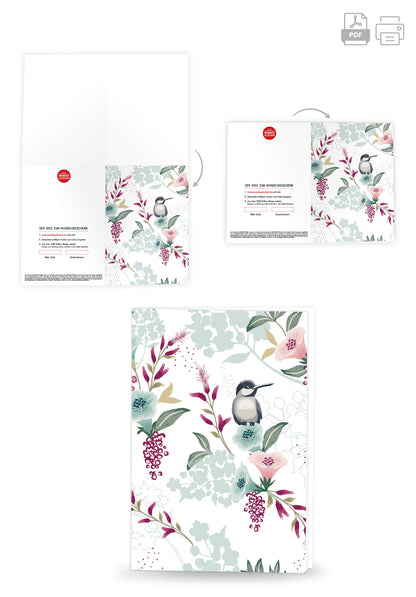 Wunschgutschein Vogel auf Blume PDF – Geschenkgutschein Ansicht 4