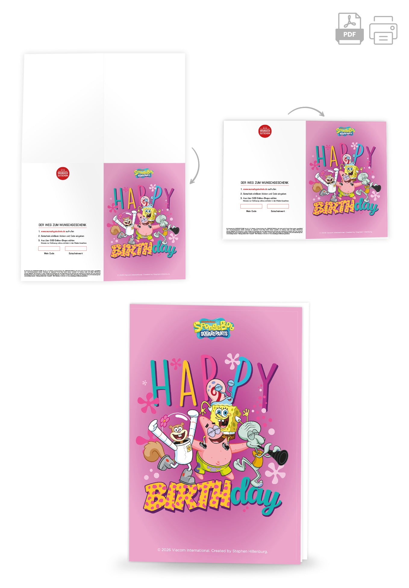 Wunschgutschein Spongebob - Happy Birthday - Pink – Geschenkgutschein Ansicht 4
