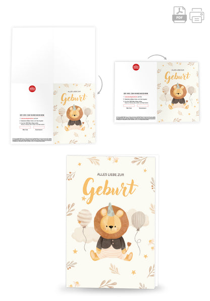 Wunschgutschein Alles Liebe zur Geburt - Löwe Beige PDF – Geschenkgutschein Ansicht 4