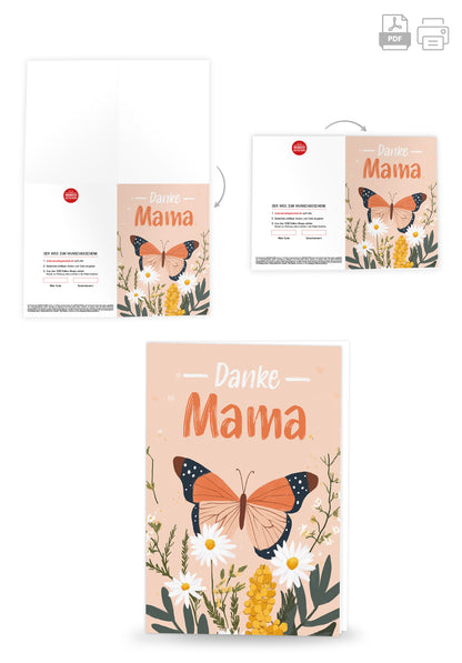 Wunschgutschein Danke Mama - Schmetterling Orange – Geschenkgutschein Ansicht 4