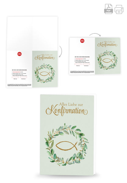 Wunschgutschein Zur Konfirmation - Kranz Fisch – Geschenkgutschein Ansicht 4