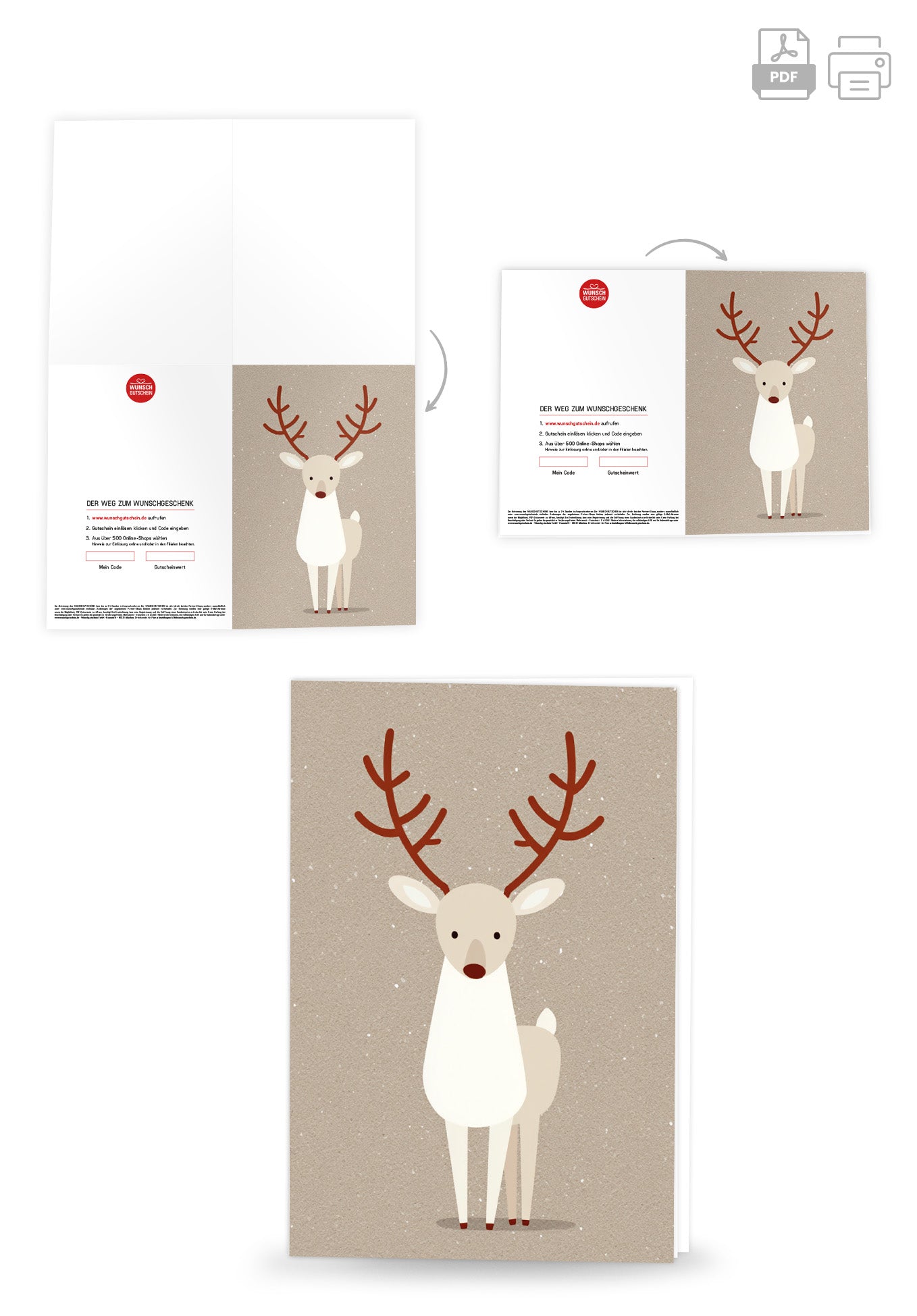 Wunschgutschein Rentier Illustration PDF – Geschenkgutschein Ansicht 4