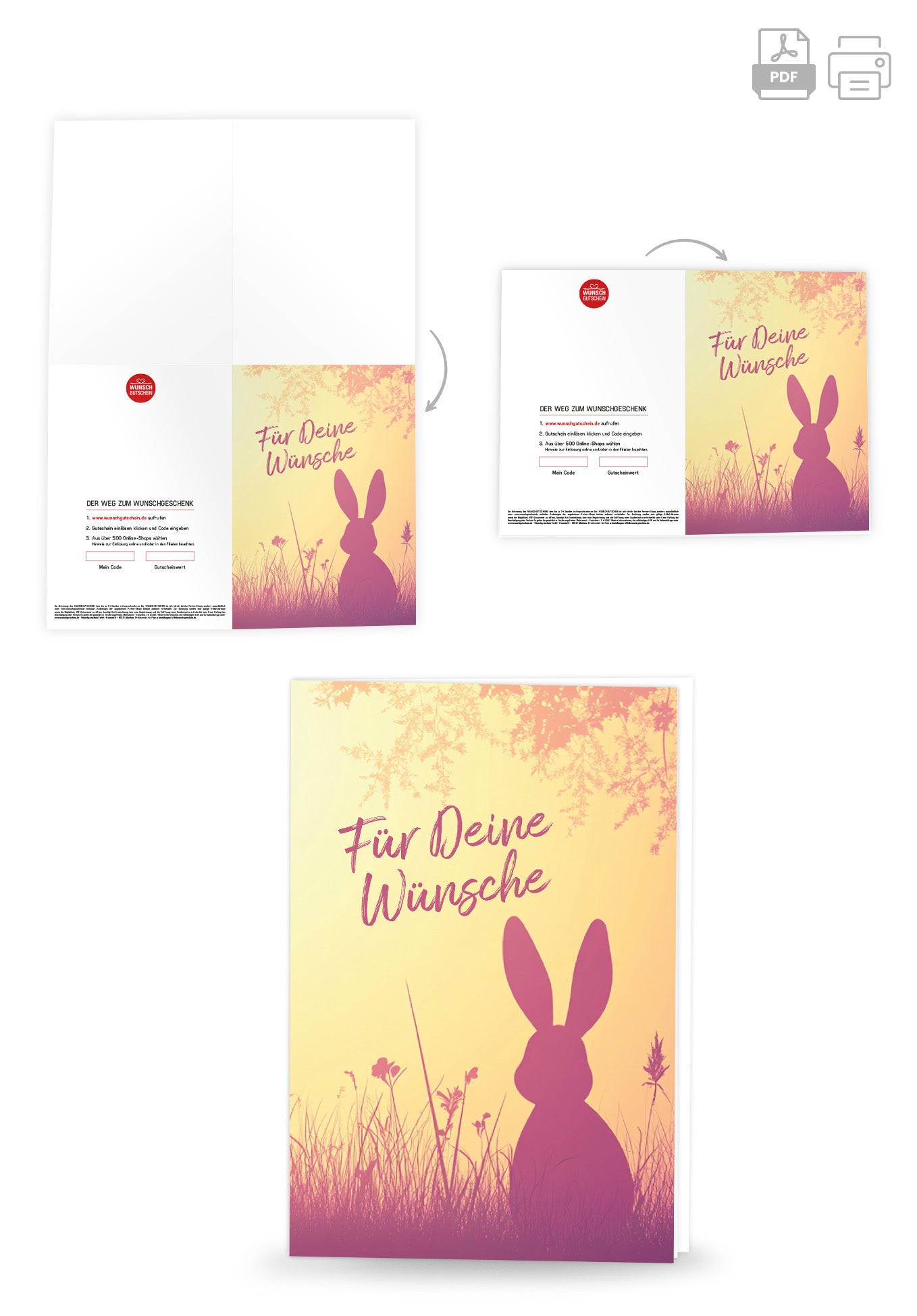 Wunschgutschein Für Deine Wünsche - Hase Silhouette – Geschenkgutschein Ansicht 4