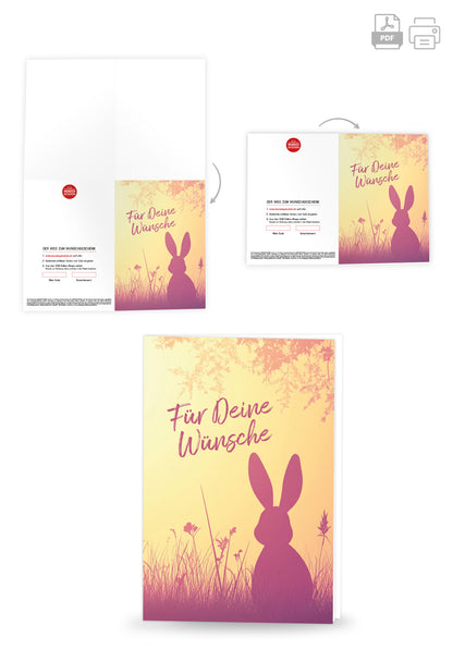 Wunschgutschein Für Deine Wünsche - Hase Silhouette – Geschenkgutschein Ansicht 4