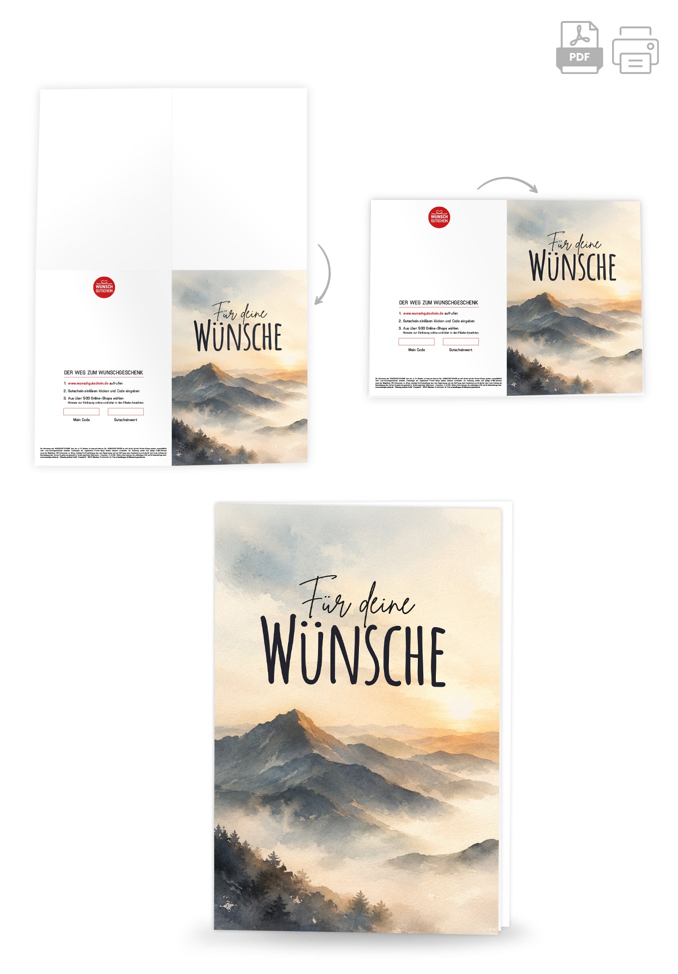 Wunschgutschein Für deine Wünsche - Berge Sonnenaufgang – Geschenkgutschein Ansicht 4
