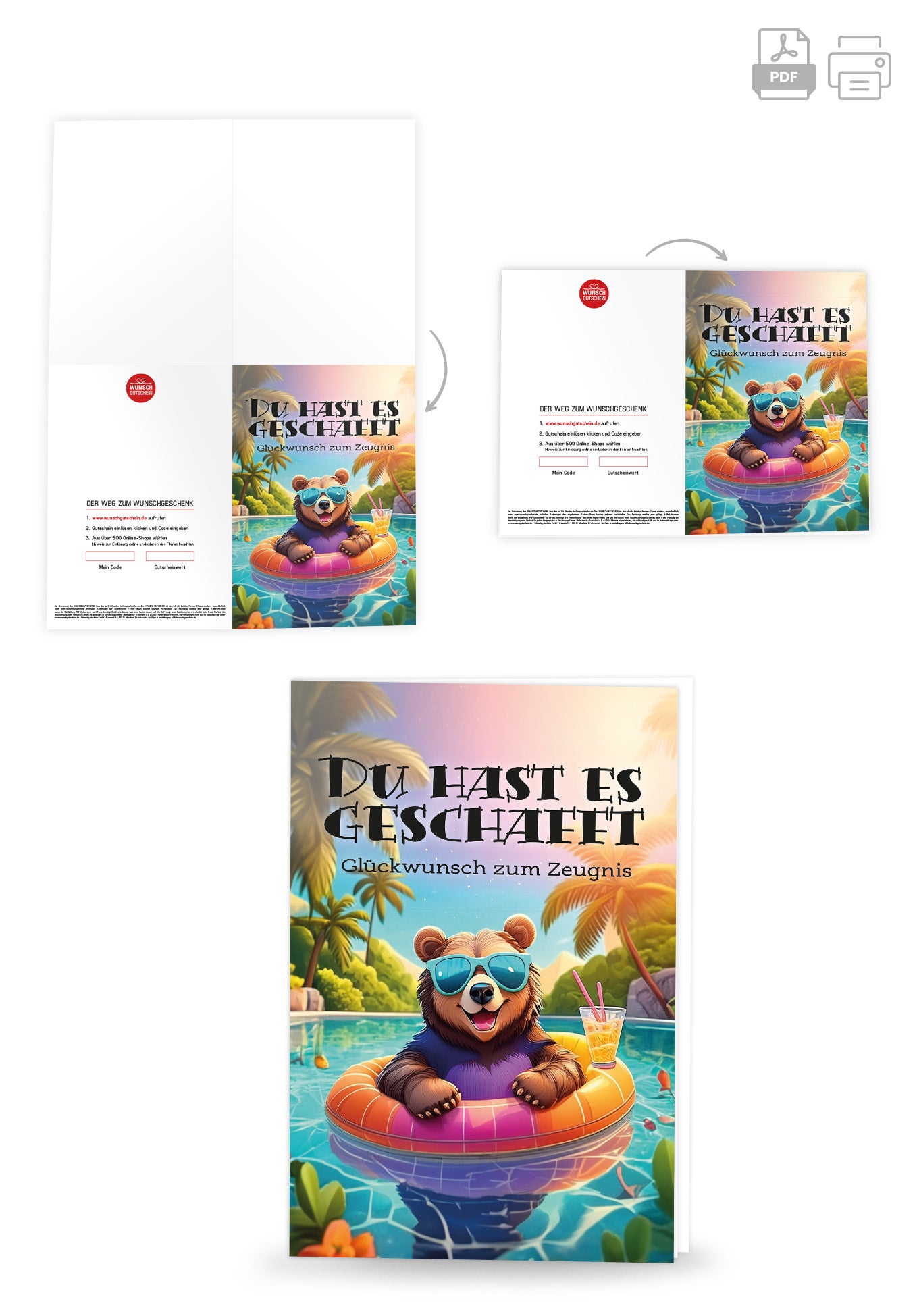 Wunschgutschein Geschafft - Pool Bär – Geschenkgutschein Ansicht 4