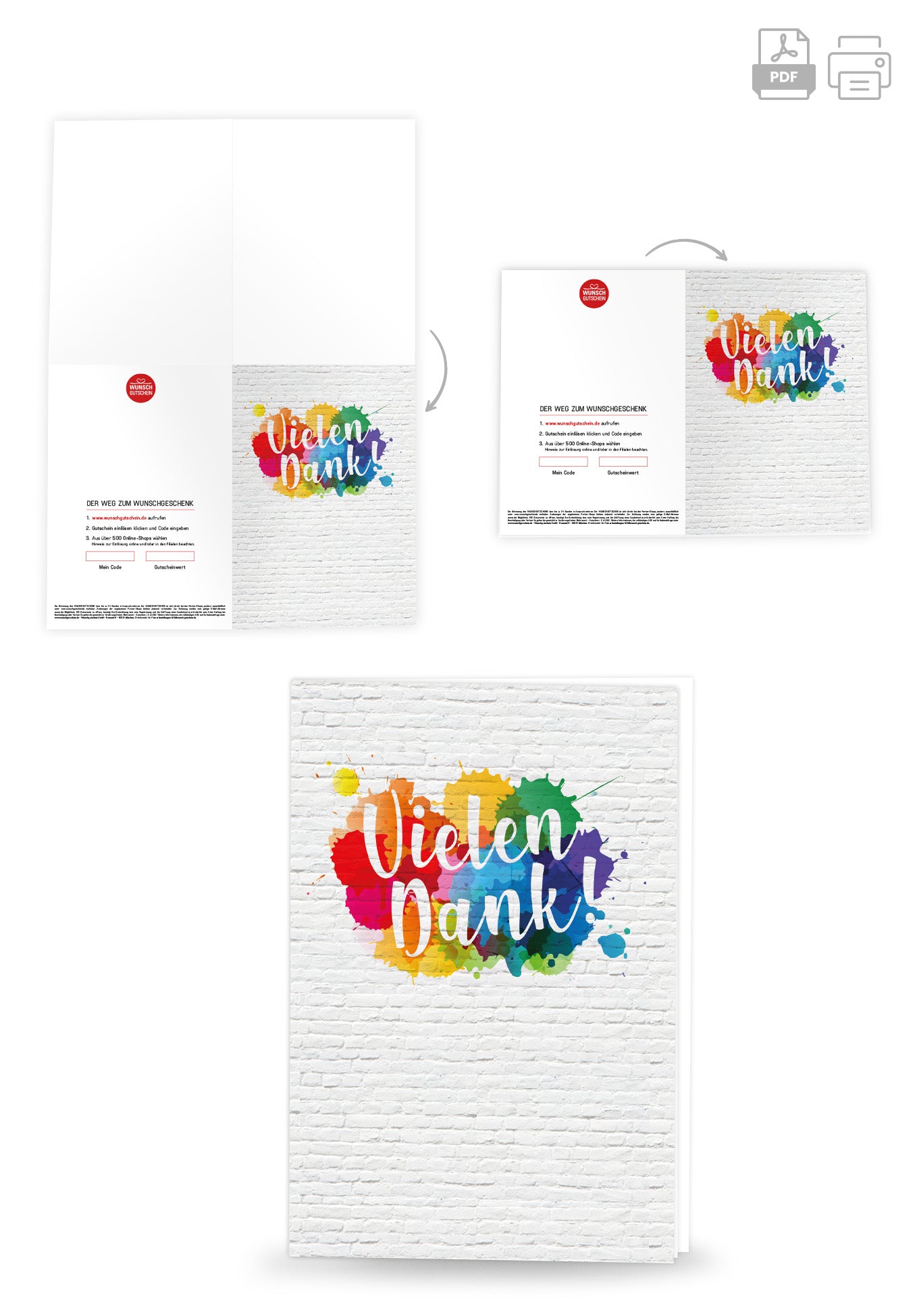 Wunschgutschein Vielen Dank - Bunte Kleckse PDF – Geschenkgutschein Ansicht 4