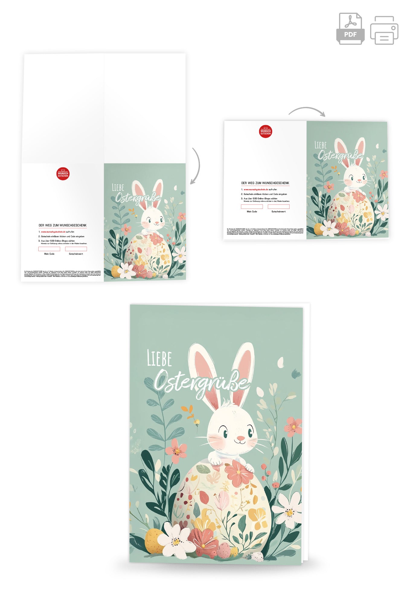 Wunschgutschein Liebe Ostergrüße - Hase Türkis – Geschenkgutschein Ansicht 4