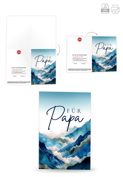 Wunschgutschein Für Papa - Berge Blau – Geschenkgutschein Ansicht 4