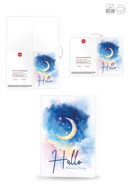 Wunschgutschein Hallo kleines Baby - Mond Sterne PDF – Geschenkgutschein Ansicht 4