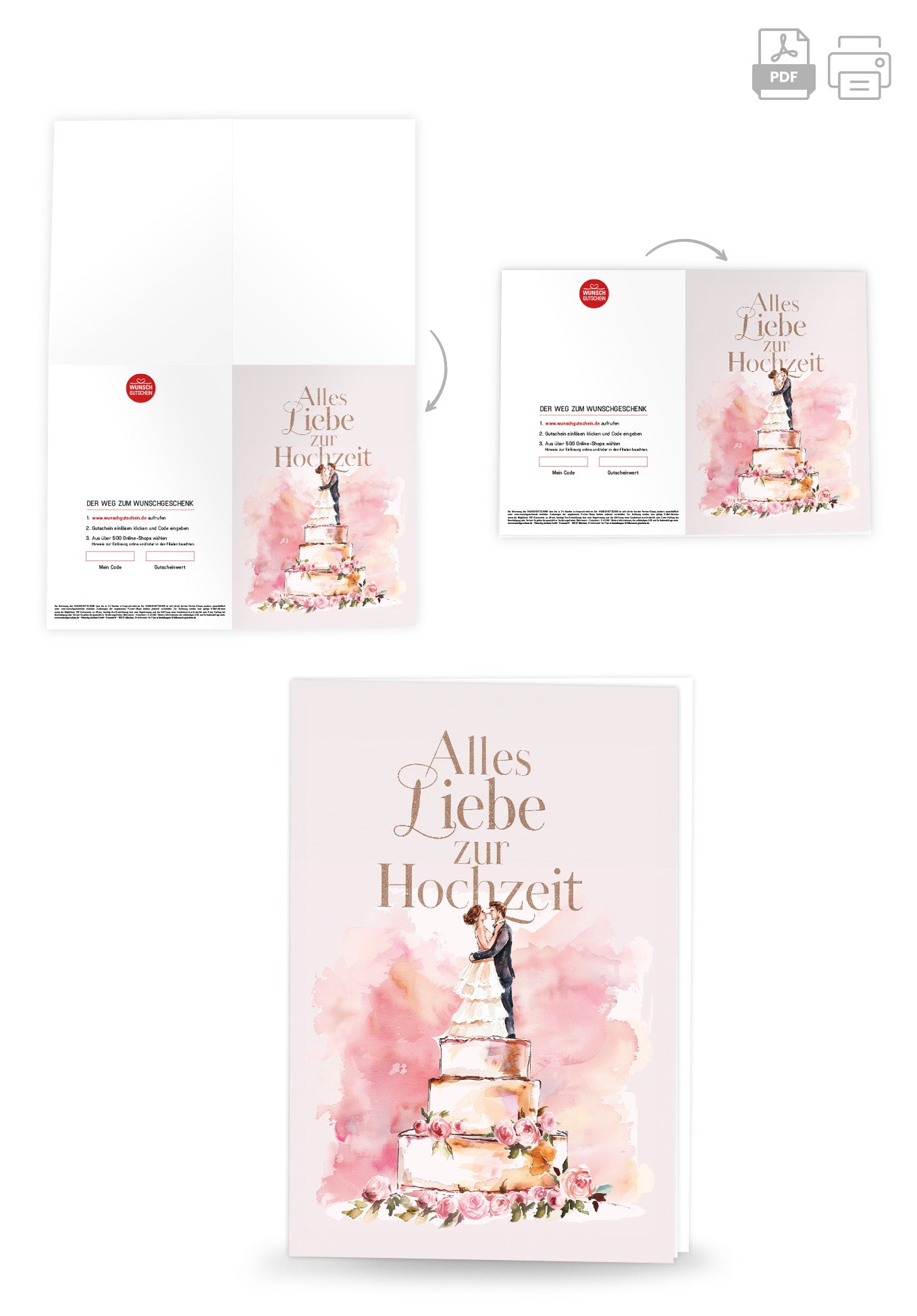 Wunschgutschein Alles Liebe zur Hochzeit - Torte PDF – Geschenkgutschein Ansicht 4