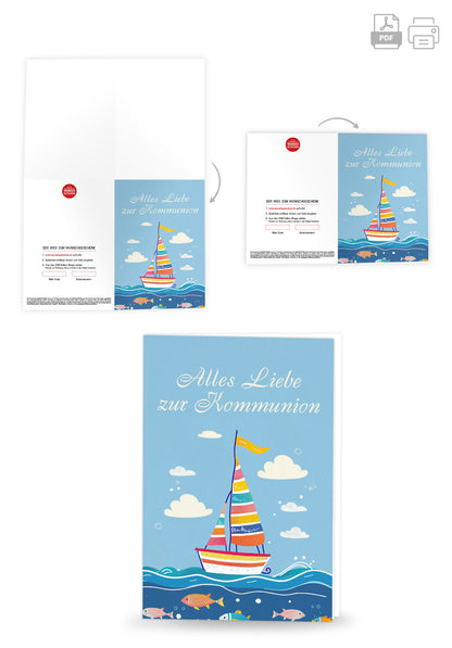 Wunschgutschein Alles Liebe zur Kommunion - Segelboot PDF – Geschenkgutschein Ansicht 4