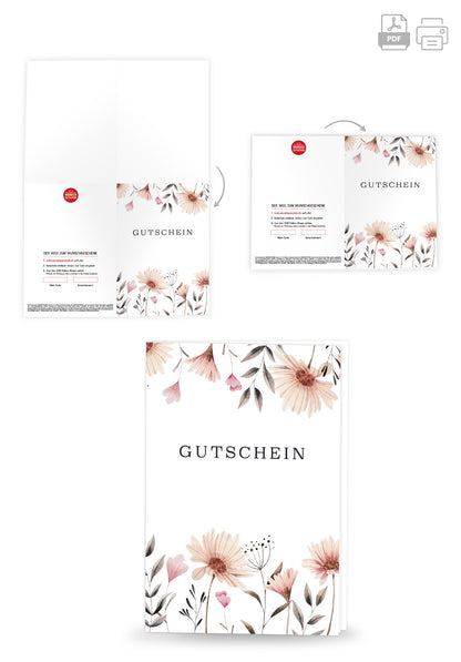 Wunschgutschein Gutschein - Blumen weiß PDF – Geschenkgutschein Ansicht 4
