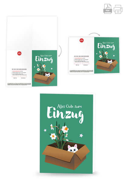 Wunschgutschein Alles Gute zum Einzug - Katze und Blume – Geschenkgutschein Ansicht 4