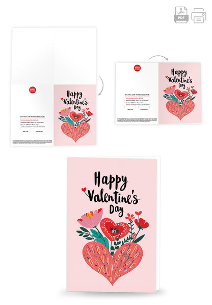 Wunschgutschein Happy Valentine's Day - Herz und Blumen – Geschenkgutschein Ansicht 8
