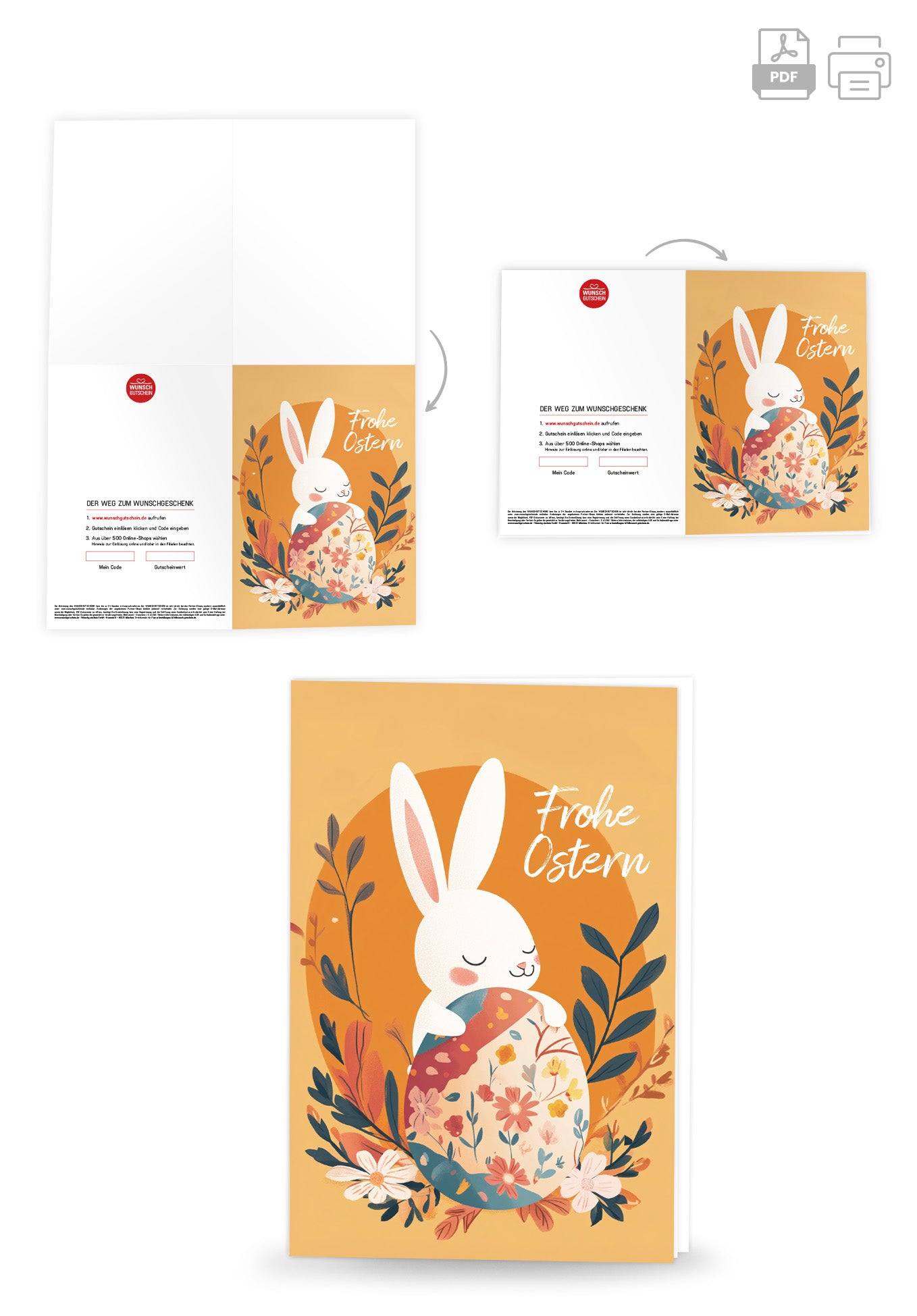 Wunschgutschein Frohe Ostern - Hase Orange – Geschenkgutschein Ansicht 4