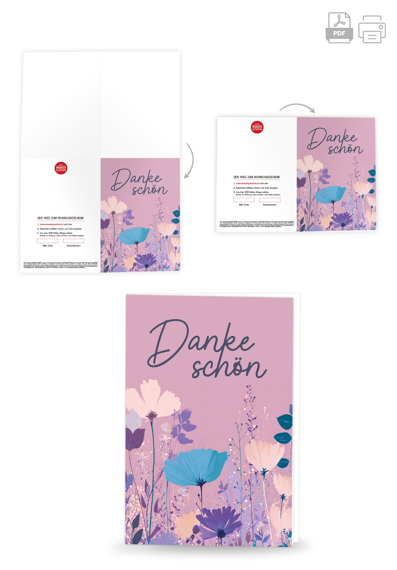 Wunschgutschein Dankeschön - Blumen Lila – Geschenkgutschein Ansicht 4