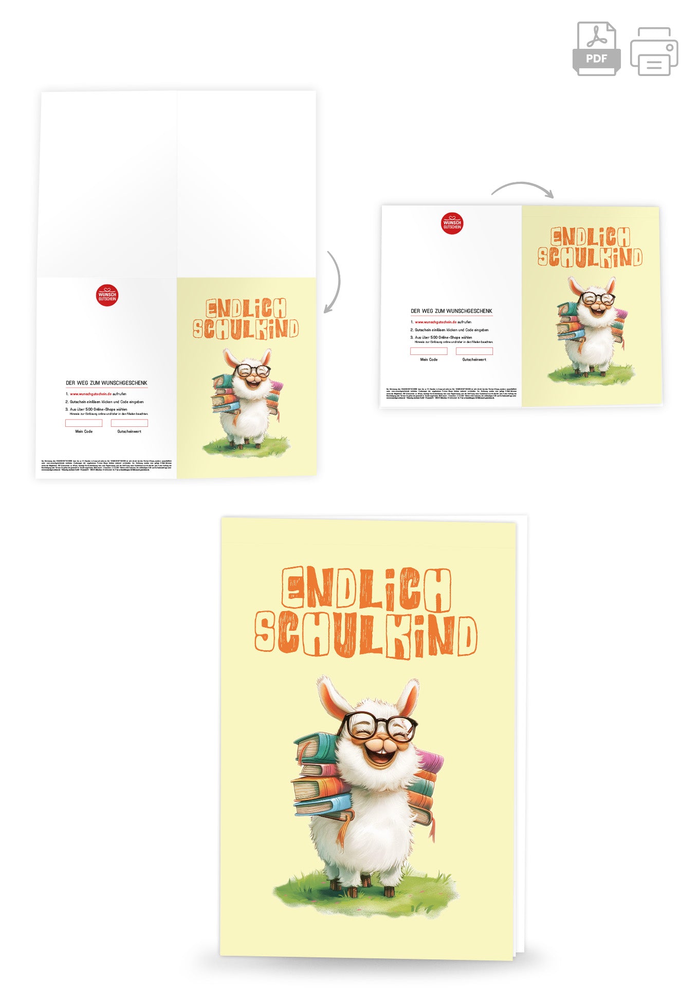 Wunschgutschein Endlich Schulkind - Lama – Geschenkgutschein Ansicht 4