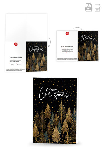 Wunschgutschein Merry Christmas - Bäume Schwarz Gold PDF – Geschenkgutschein Ansicht 4