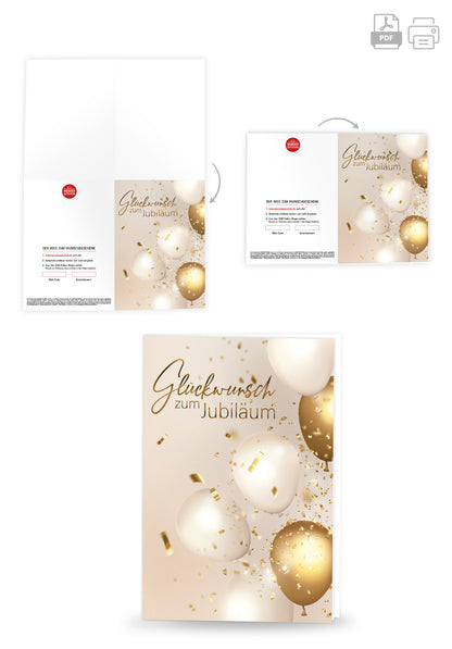 Wunschgutschein Glückwunsch zum Jubiläum - Gold PDF – Geschenkgutschein Ansicht 4