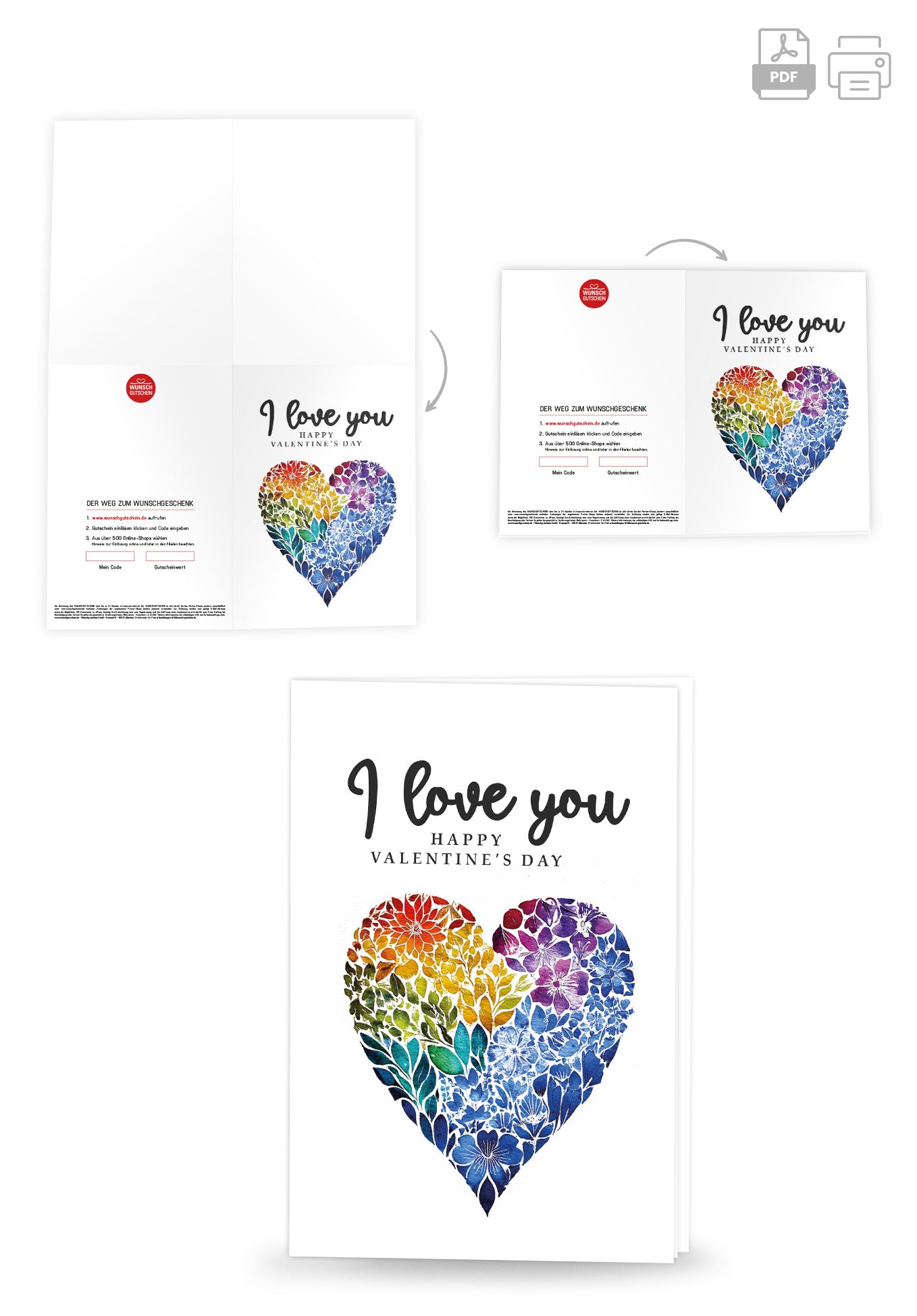 Wunschgutschein I love you - Herz Bunt – Geschenkgutschein Ansicht 4