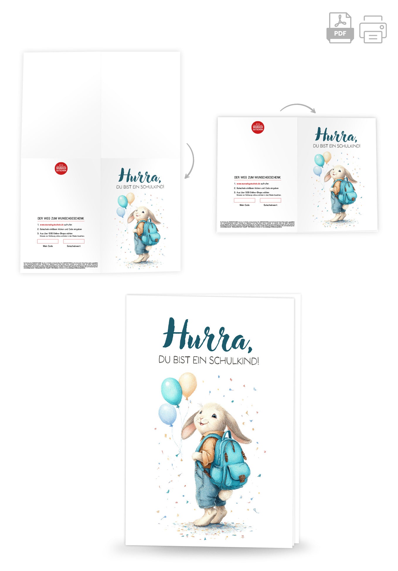 Wunschgutschein Hurra Schulkind - Hase – Geschenkgutschein Ansicht 4