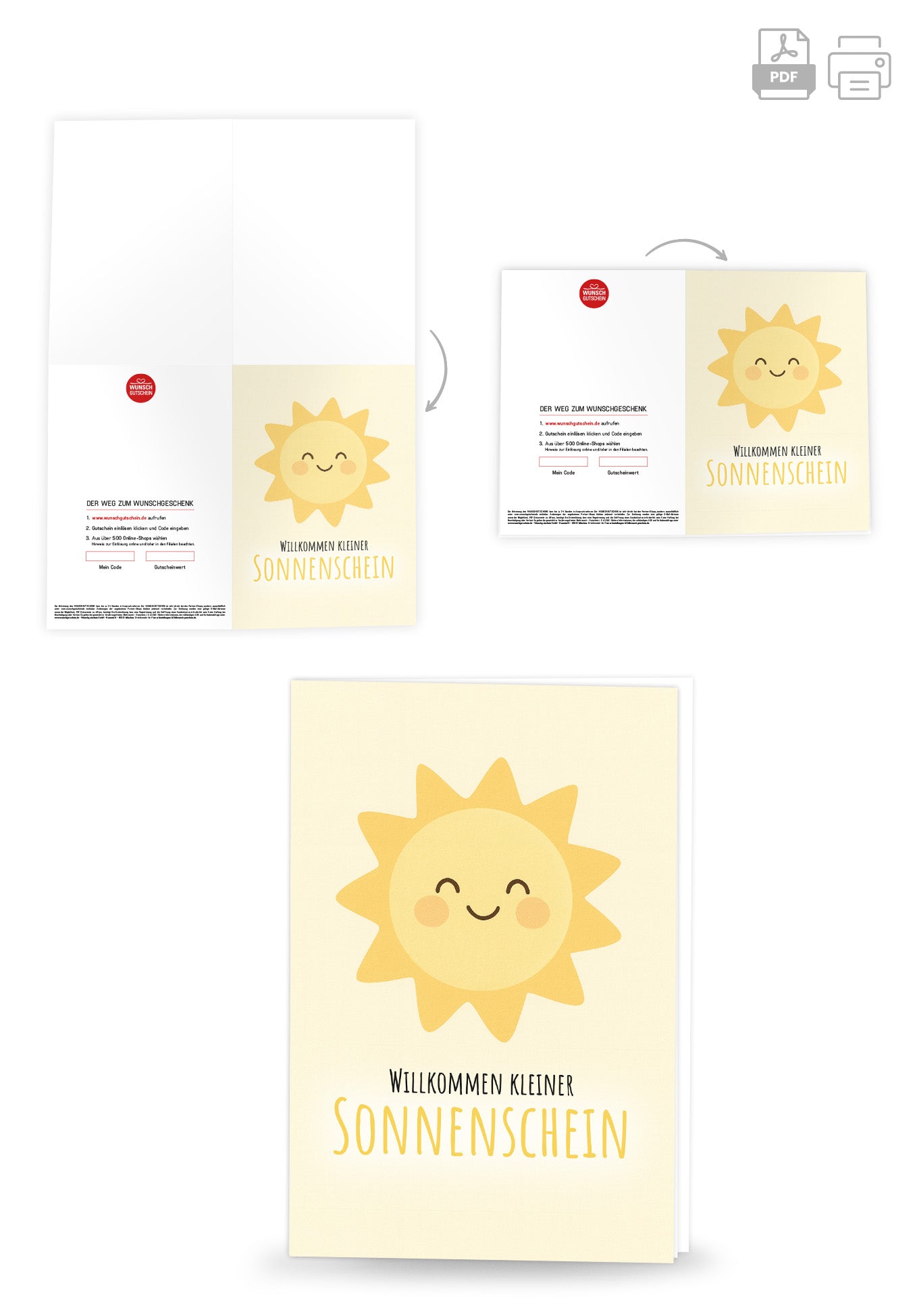 Wunschgutschein Willkommen Sonnenschein - Sonne – Geschenkgutschein Ansicht 4