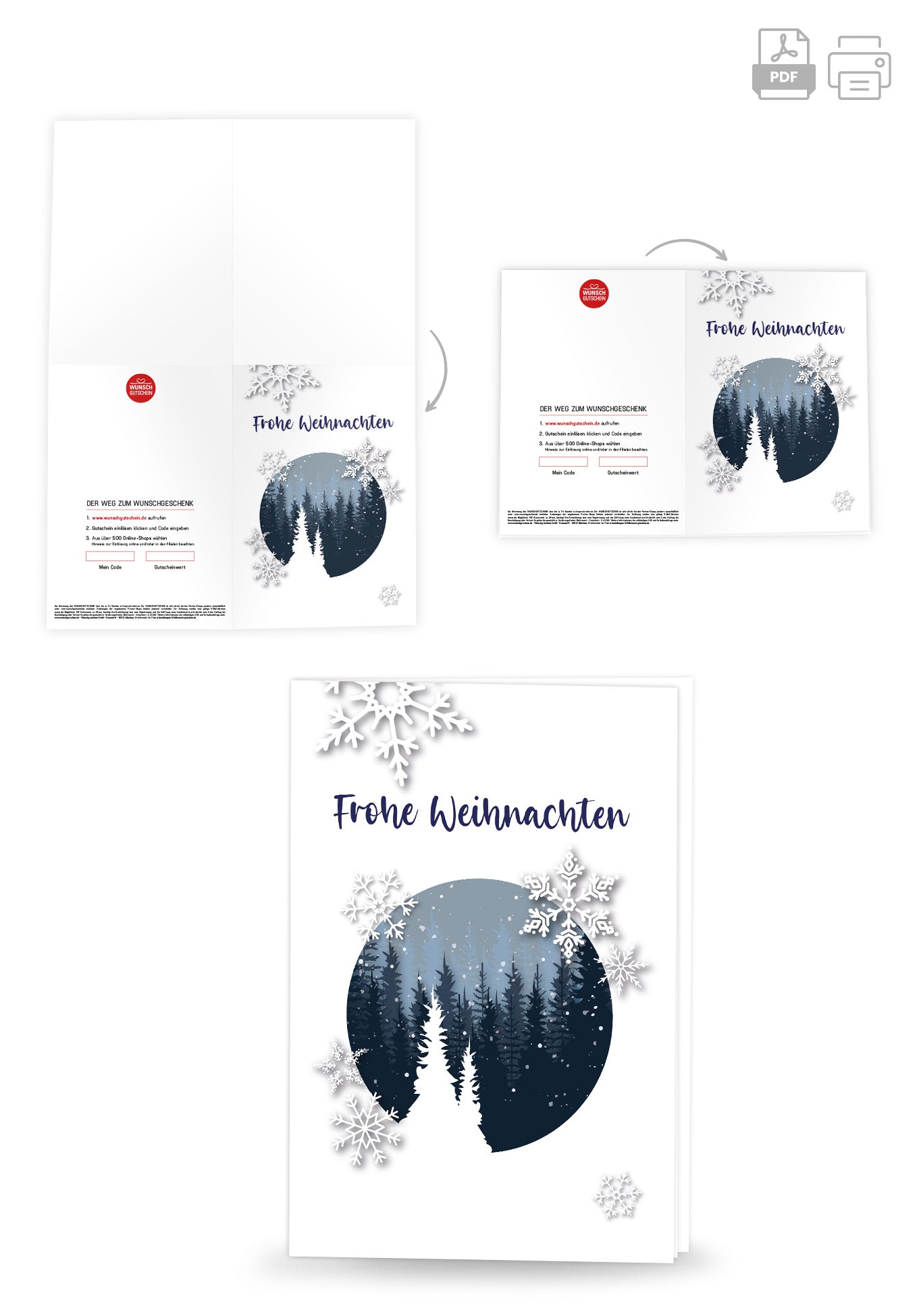 Wunschgutschein Frohe Weihnachten - Schneekugel PDF – Geschenkgutschein Ansicht 4