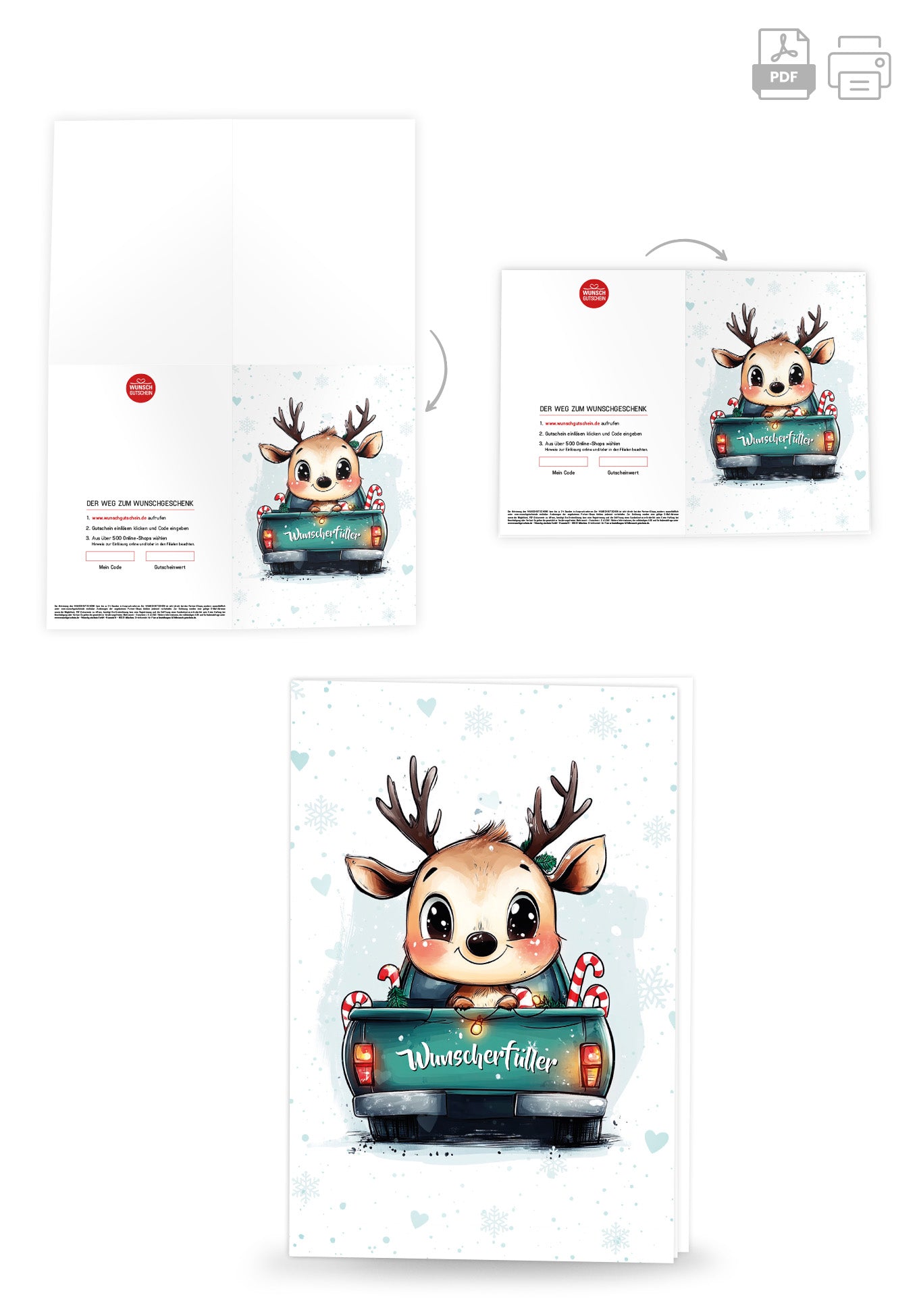 Wunschgutschein Wunscherfüller - Rentier Truck PDF – Geschenkgutschein Ansicht 4