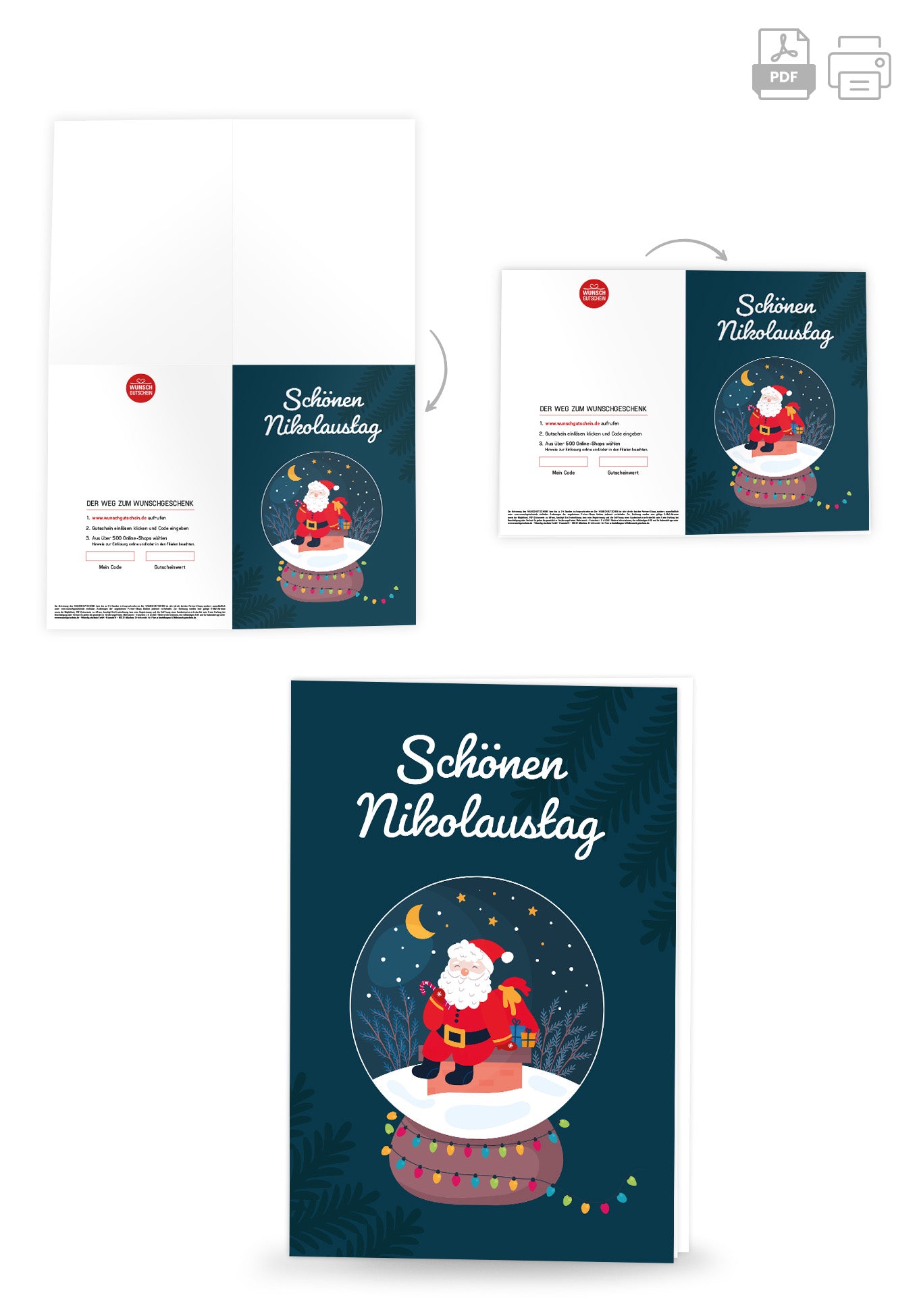 Wunschgutschein Schönen Nikolaustag - Nikolaus Schneekugel – Geschenkgutschein Ansicht 4