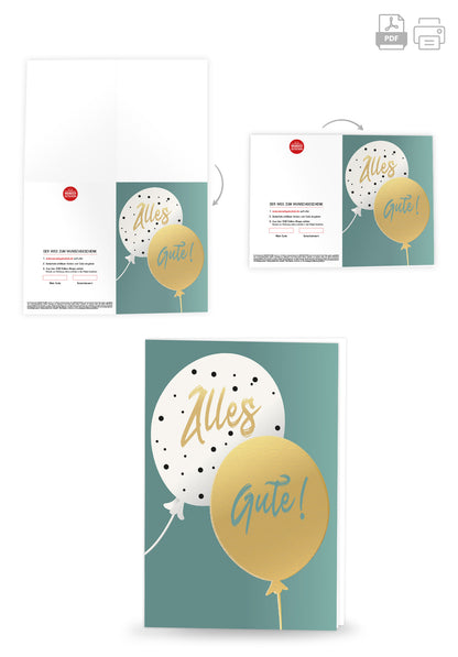 Wunschgutschein Alles Gute - Ballons Gold – Geschenkgutschein Ansicht 4