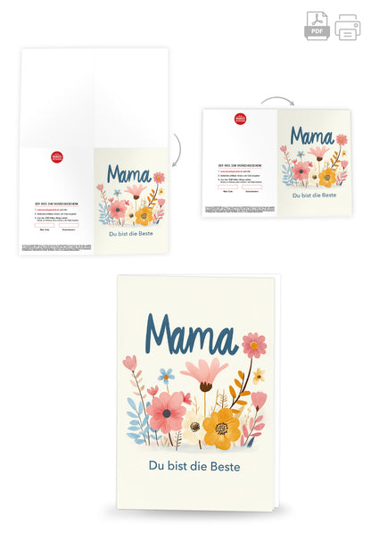 Wunschgutschein Mama du bist die Beste - Blumen Bunt – Geschenkgutschein Ansicht 4
