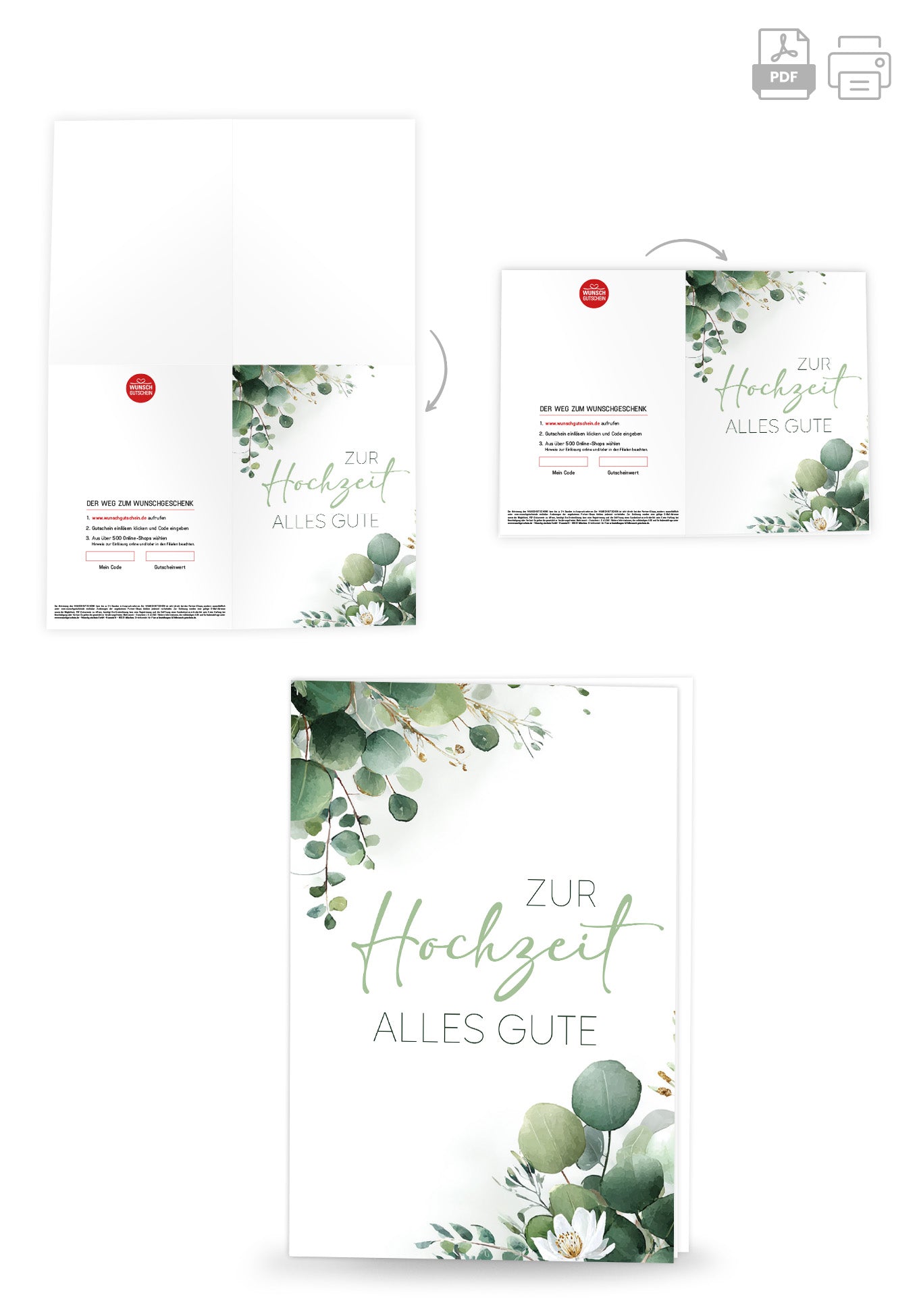 Wunschgutschein Zur Hochzeit alles Gute - Eukalyptus – Geschenkgutschein Ansicht 4