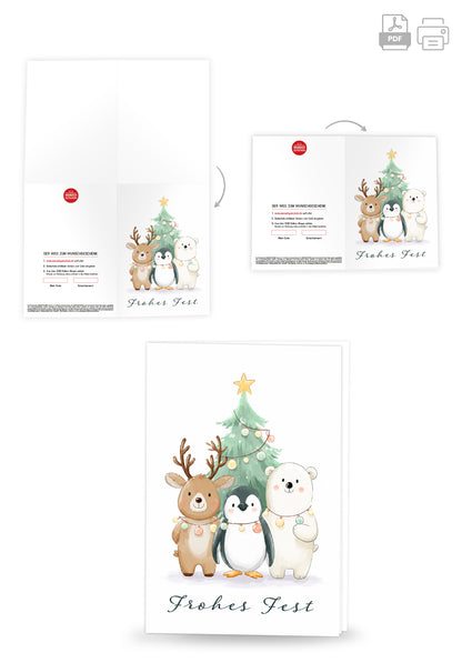 Wunschgutschein Frohes Fest - Tiere und Tannenbaum PDF – Geschenkgutschein Ansicht 4