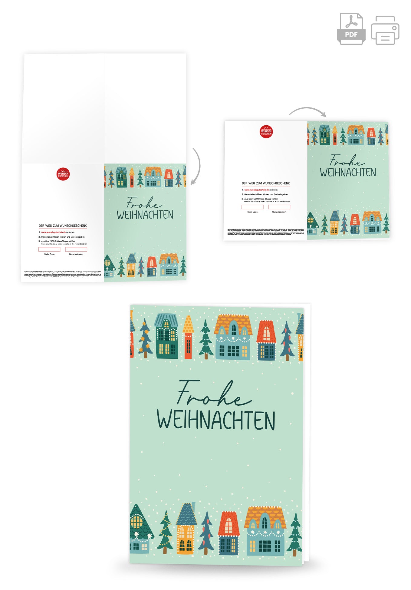 Wunschgutschein Frohe Weihnachten - Häuser PDF – Geschenkgutschein Ansicht 4