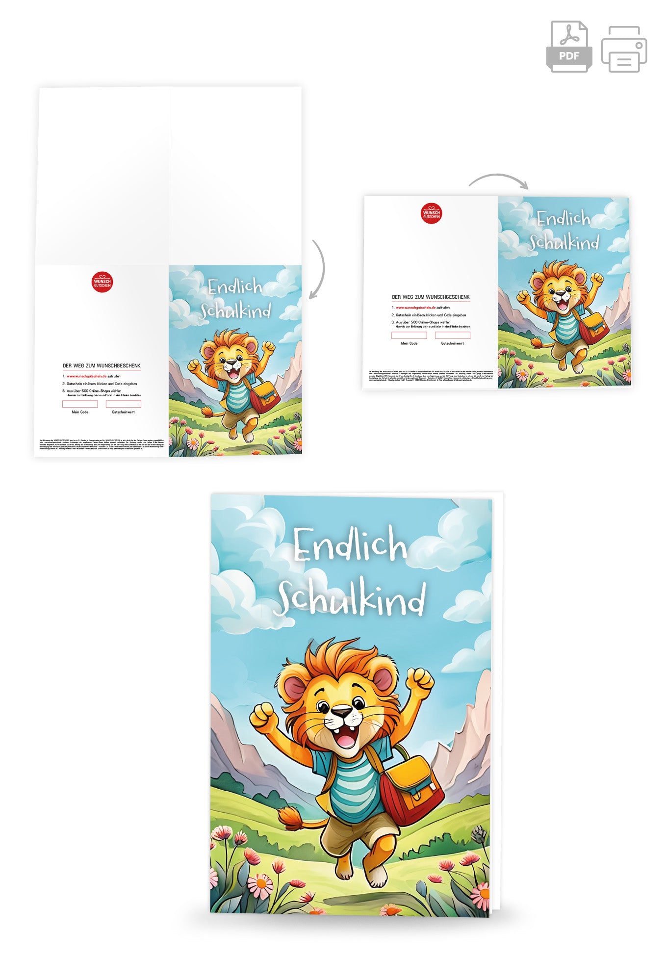Wunschgutschein Endlich Schulkind - Löwe – Geschenkgutschein Ansicht 4