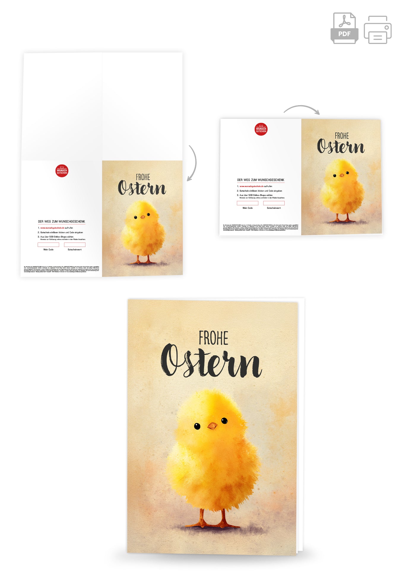 Wunschgutschein Frohe Ostern - Kücken PDF – Geschenkgutschein Ansicht 4