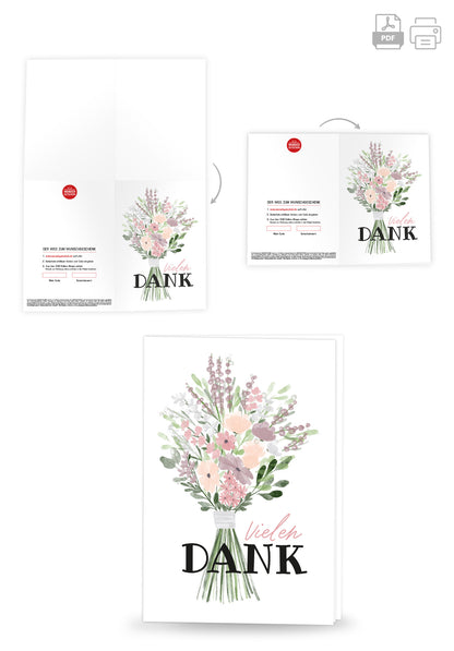 Wunschgutschein Vielen Dank - Blumenstrauss Lila – Geschenkgutschein Ansicht 4