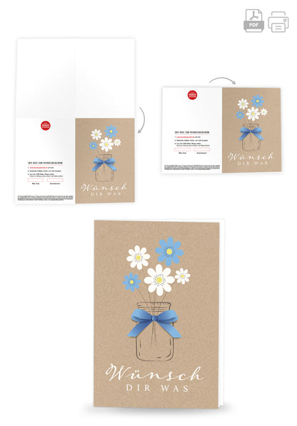 Wunschgutschein Wünsch dir was - Blumen Kraftpapier – Geschenkgutschein Ansicht 4