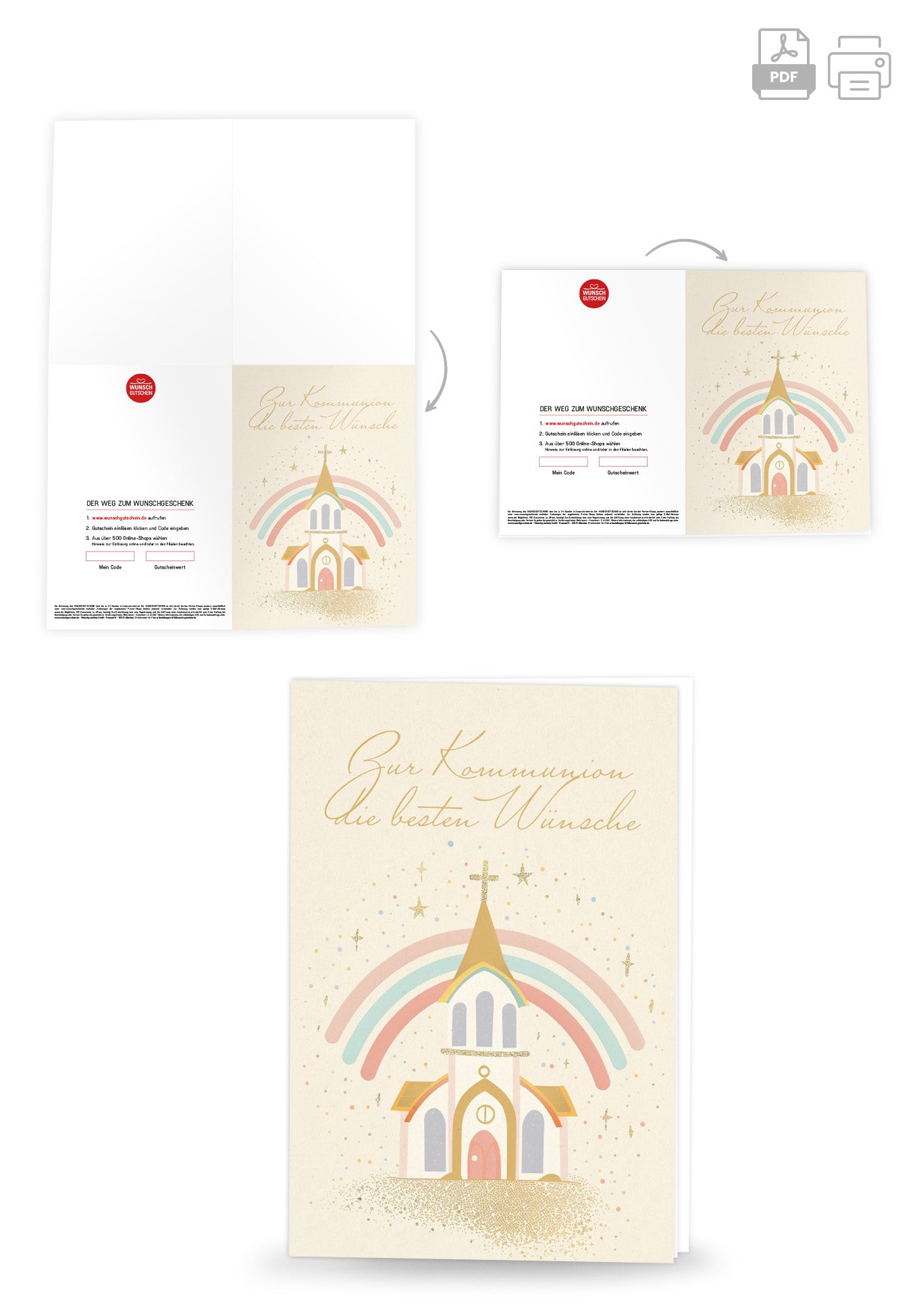 Wunschgutschein Zur Kommunion - Kirche Regenbogen – Geschenkgutschein Ansicht 4
