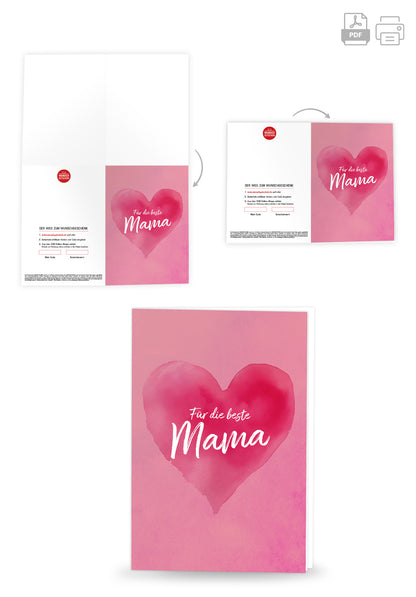 Wunschgutschein Für die beste Mama - Herz Pink – Geschenkgutschein Ansicht 4