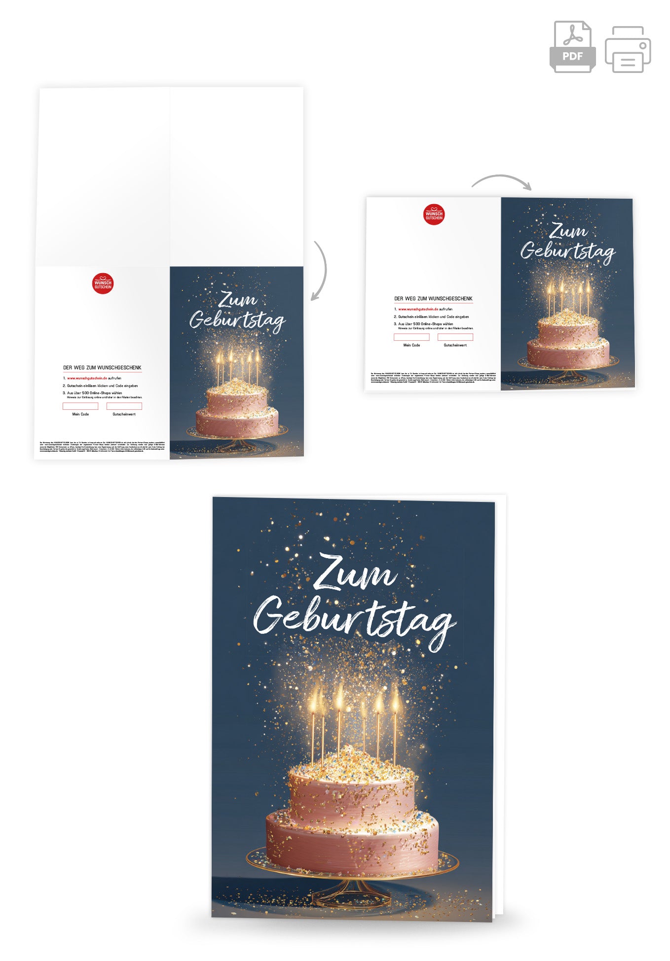 Wunschgutschein Zum Geburtstag - Torte Glitzer PDF – Geschenkgutschein Ansicht 4
