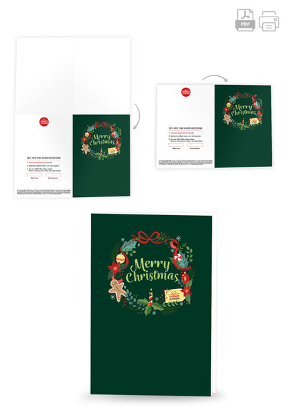 Wunschgutschein Merry Christmas - Kranz Grün PDF – Geschenkgutschein Ansicht 4