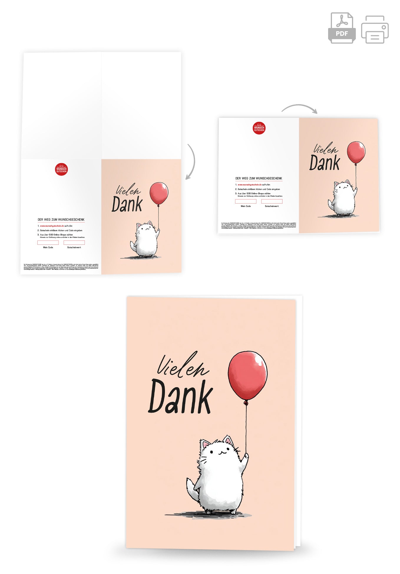 Wunschgutschein Vielen Dank - Katze Luftballon – Geschenkgutschein Ansicht 4