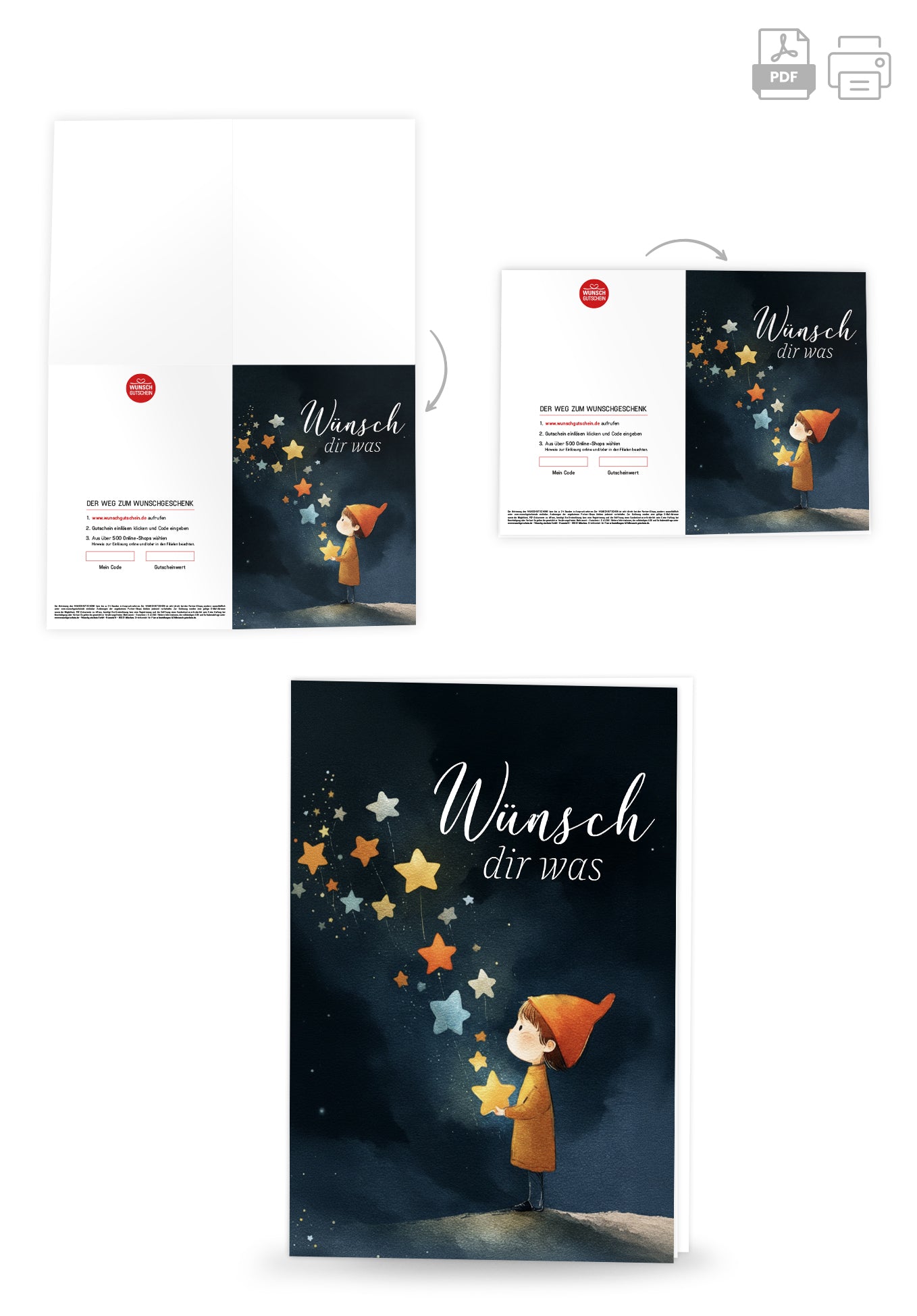 Wunschgutschein Wünsch dir was - Junge und Sterne – Geschenkgutschein Ansicht 4
