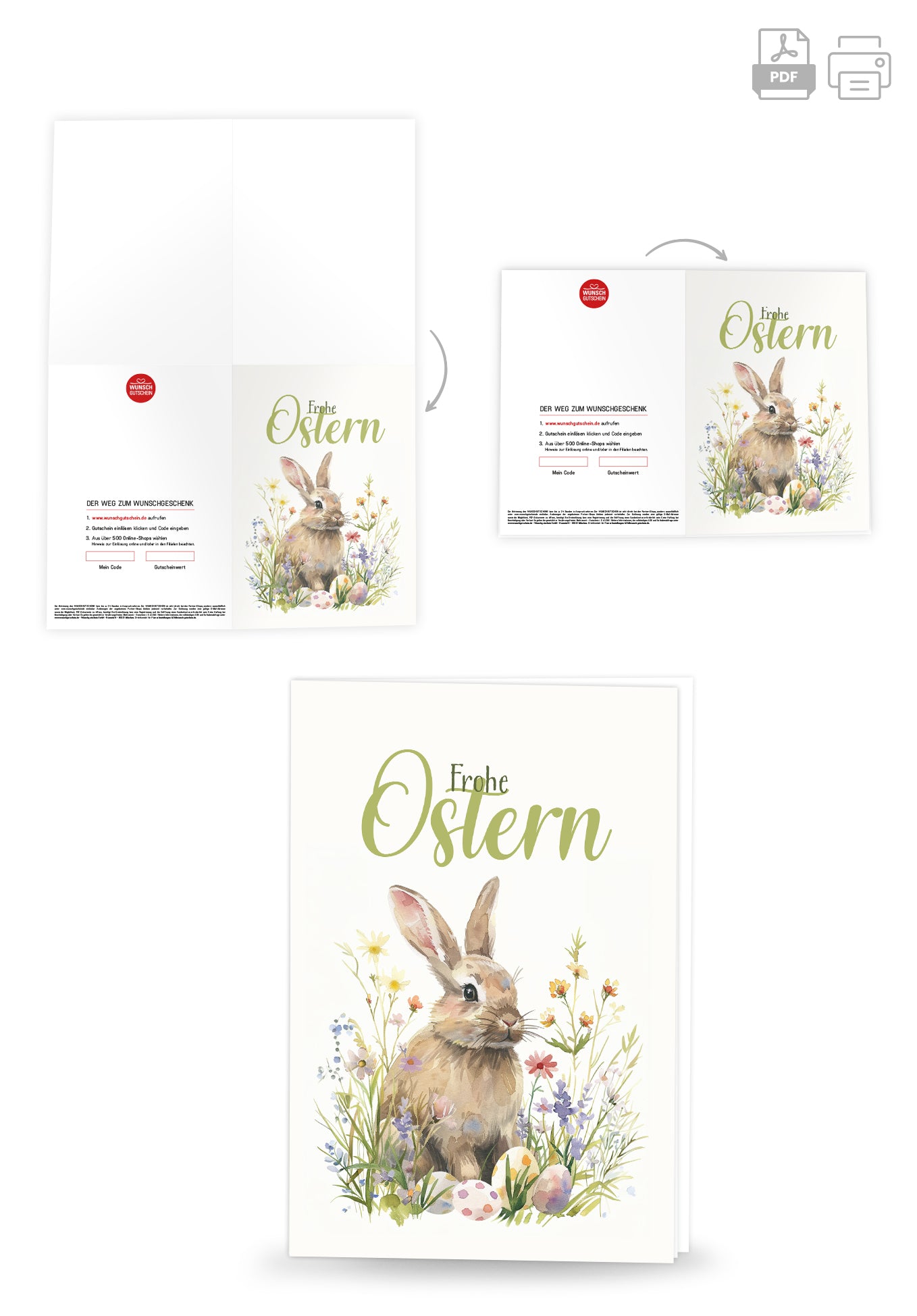 Wunschgutschein Frohe Ostern - Hase im Grass – Geschenkgutschein Ansicht 4