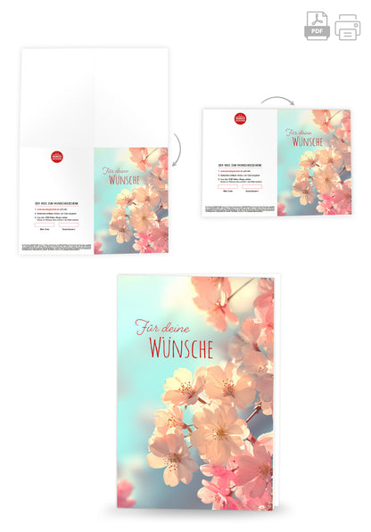 Wunschgutschein Für Deine Wünsche - Blüten Pink – Geschenkgutschein Ansicht 4