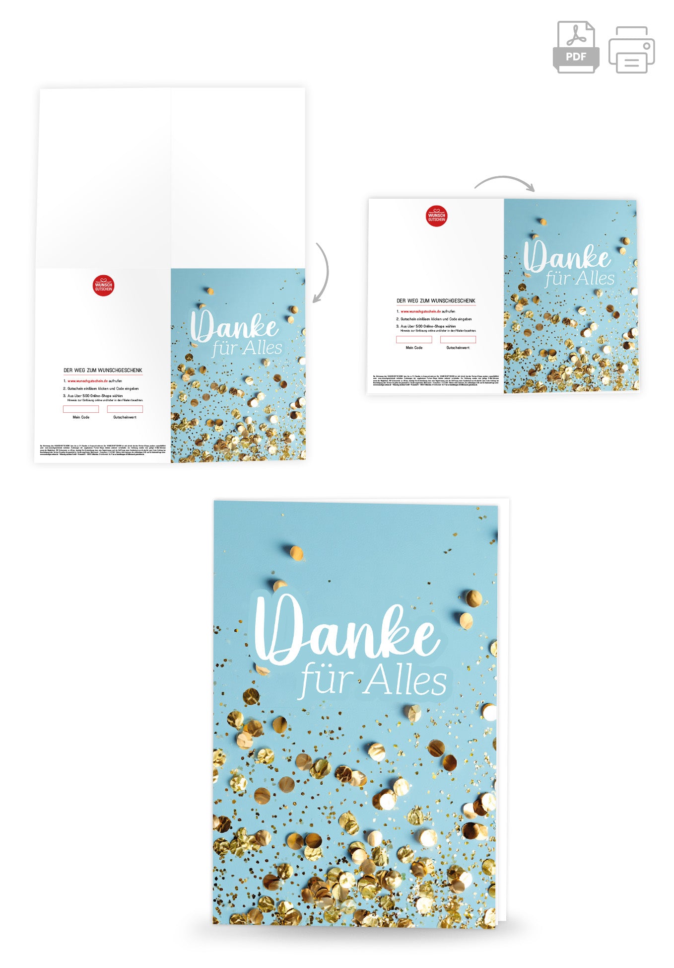 Wunschgutschein Danke für Alles - Konfetti Blau – Geschenkgutschein Ansicht 4