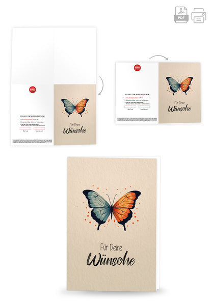 Wunschgutschein Für deine Wünsche - Schmetterling PDF – Geschenkgutschein Ansicht 4